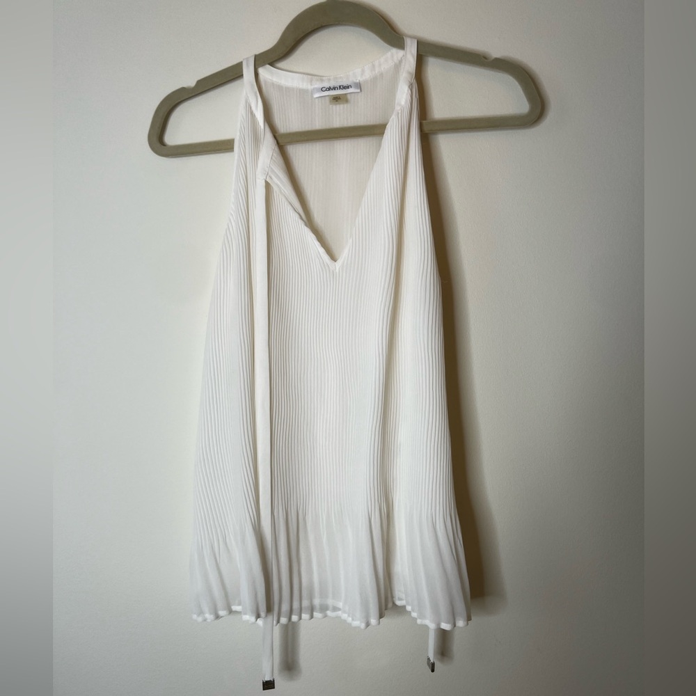 Calvin Klein Pleated Halter top white/ivory Size M